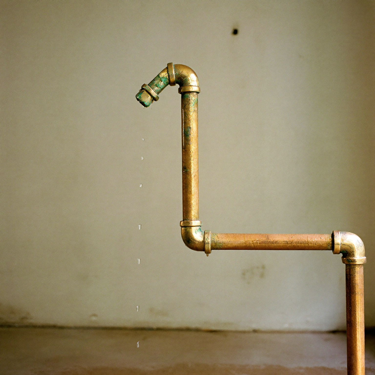 Exposed copper water pipe leaking inside a Castle Rock home utility room.