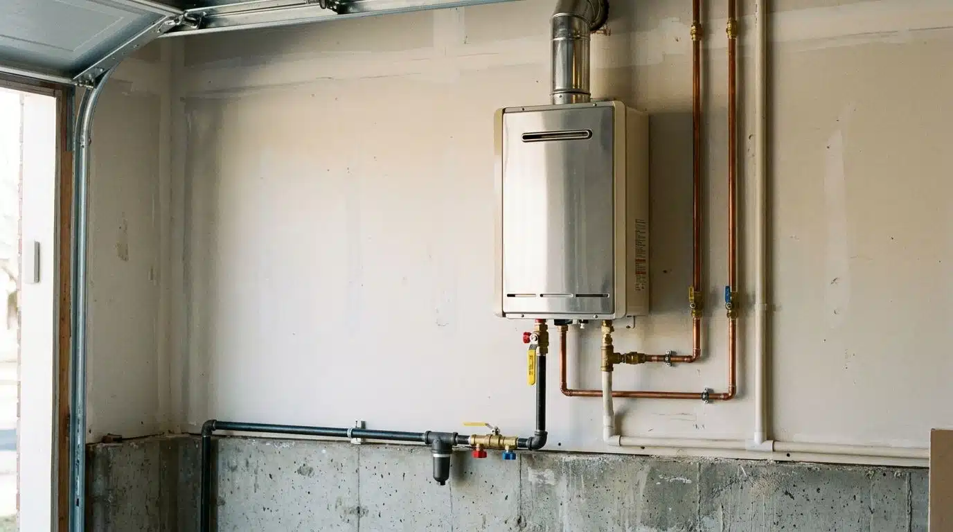 Tankless water heater conversion piped into a Denver home plumbing system